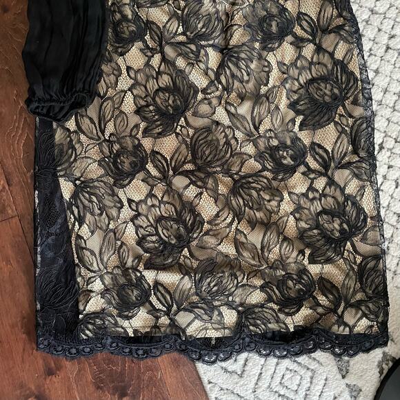 New nwt tadashi shoji designer black cream lace formal cocktail dress size 12 - Picture 8 of 10